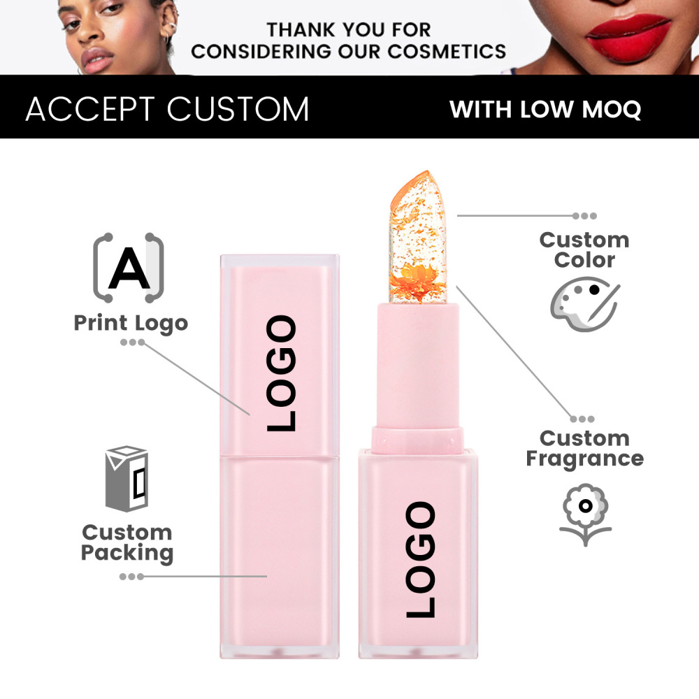 跨境无logo小批量变色口红自然滋润保湿 Flower Lipstick