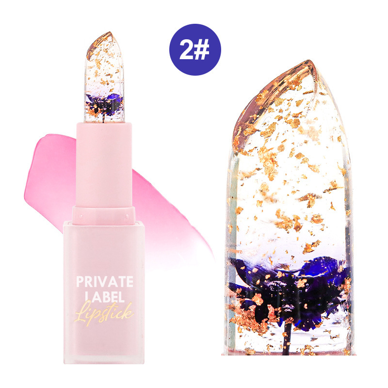 跨境无logo小批量变色口红自然滋润保湿 Flower Lipstick