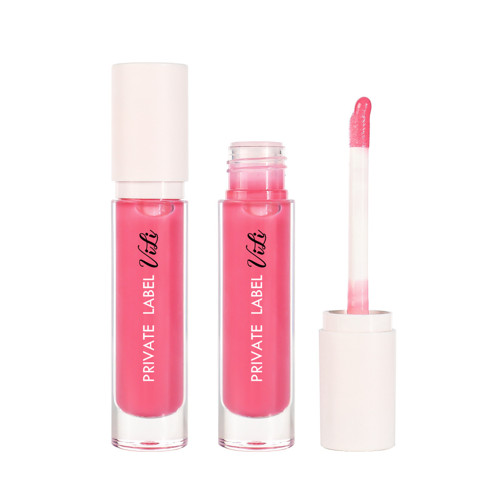 外贸跨境水果钻石圆形唇彩无logo唇釉丰唇透明彩妆现货lip gloss