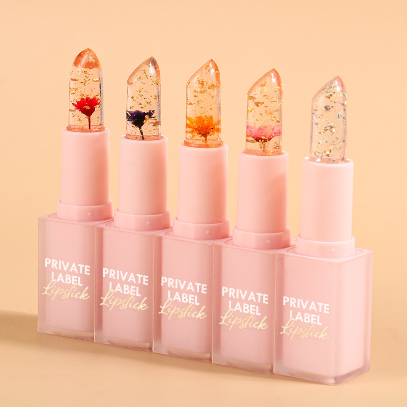 跨境无logo小批量变色口红自然滋润保湿 Flower Lipstick