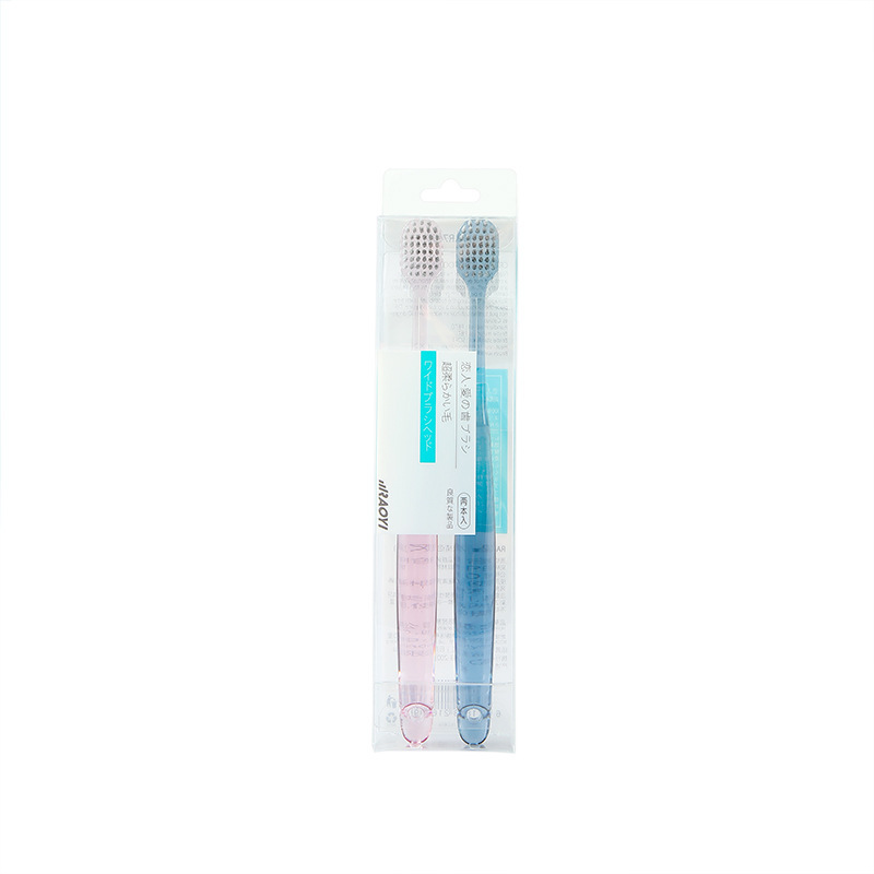 银离子抑菌牙刷情侣2支装水晶柄成人宽头软毛牙刷厂家批发