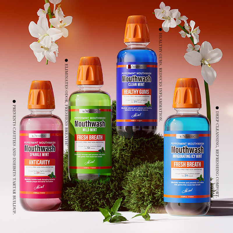 KORMESIC全英文温和薄荷漱口水mouthwash清新跨境外贸厂家批发