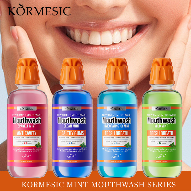 KORMESIC全英文温和薄荷漱口水mouthwash清新跨境外贸厂家批发
