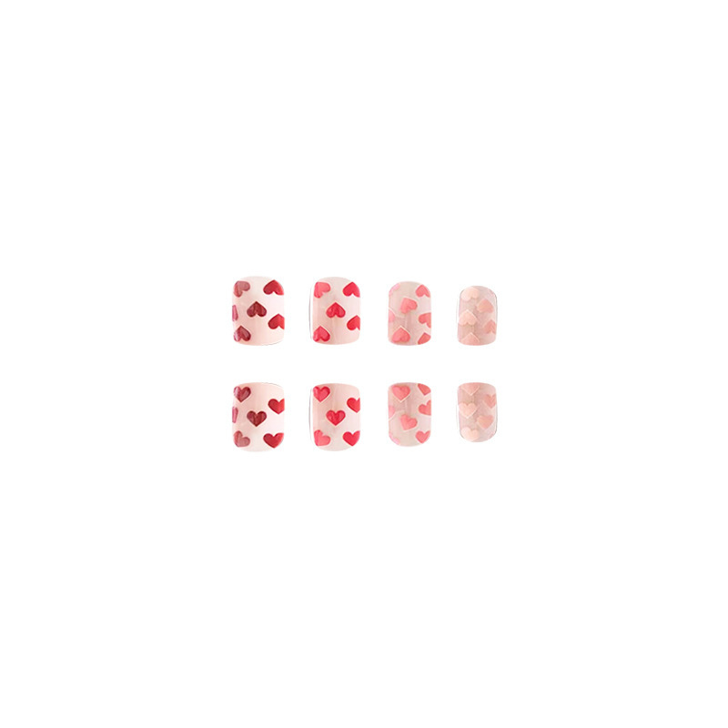 成品甲片跨境假指甲欧美甲片情人节热情爱心press on nails穿戴甲