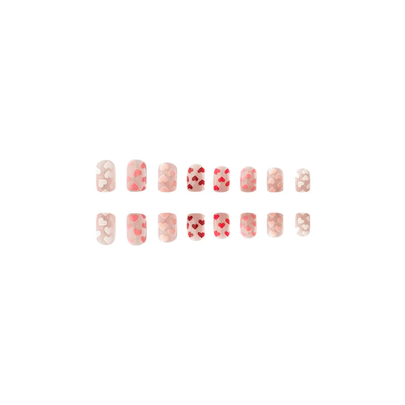 成品甲片跨境假指甲欧美甲片情人节热情爱心press on nails穿戴甲