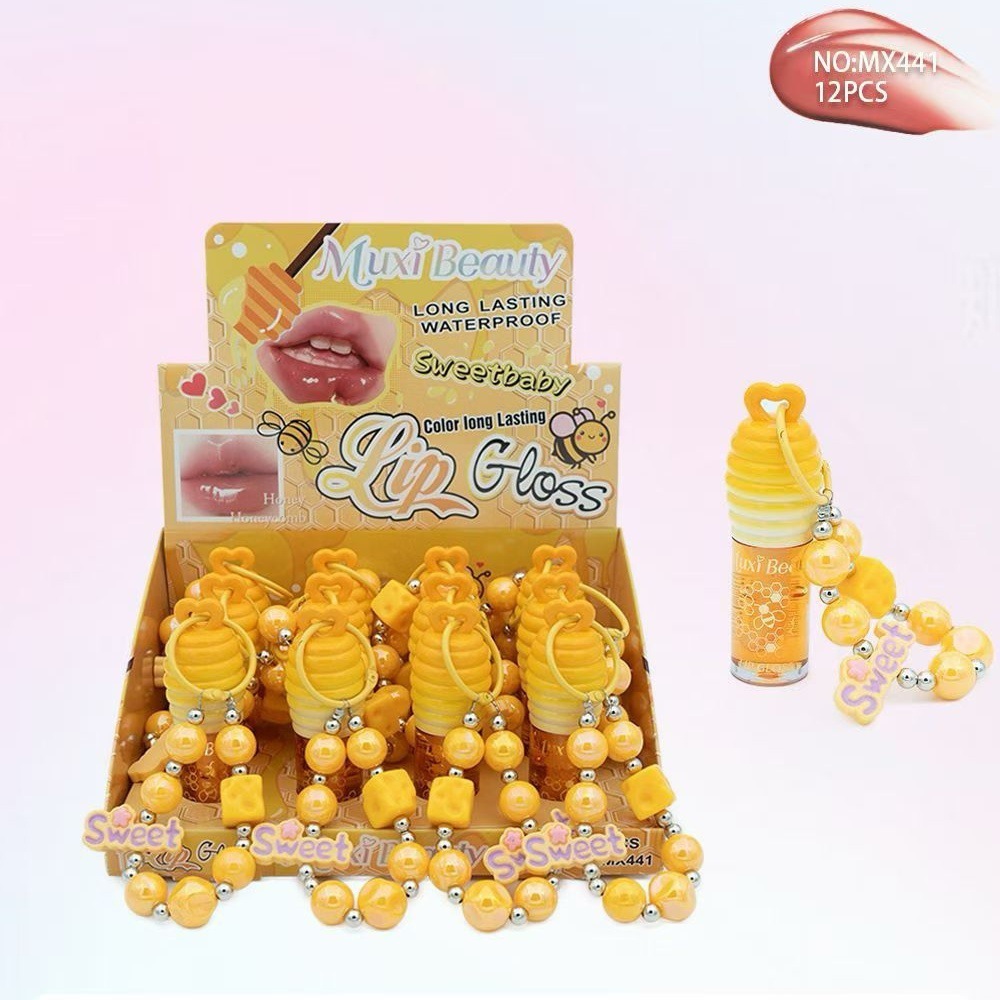 跨境新品Hold Mornig链条6色细闪唇油持久保湿唇彩蜂蜜唇油批发