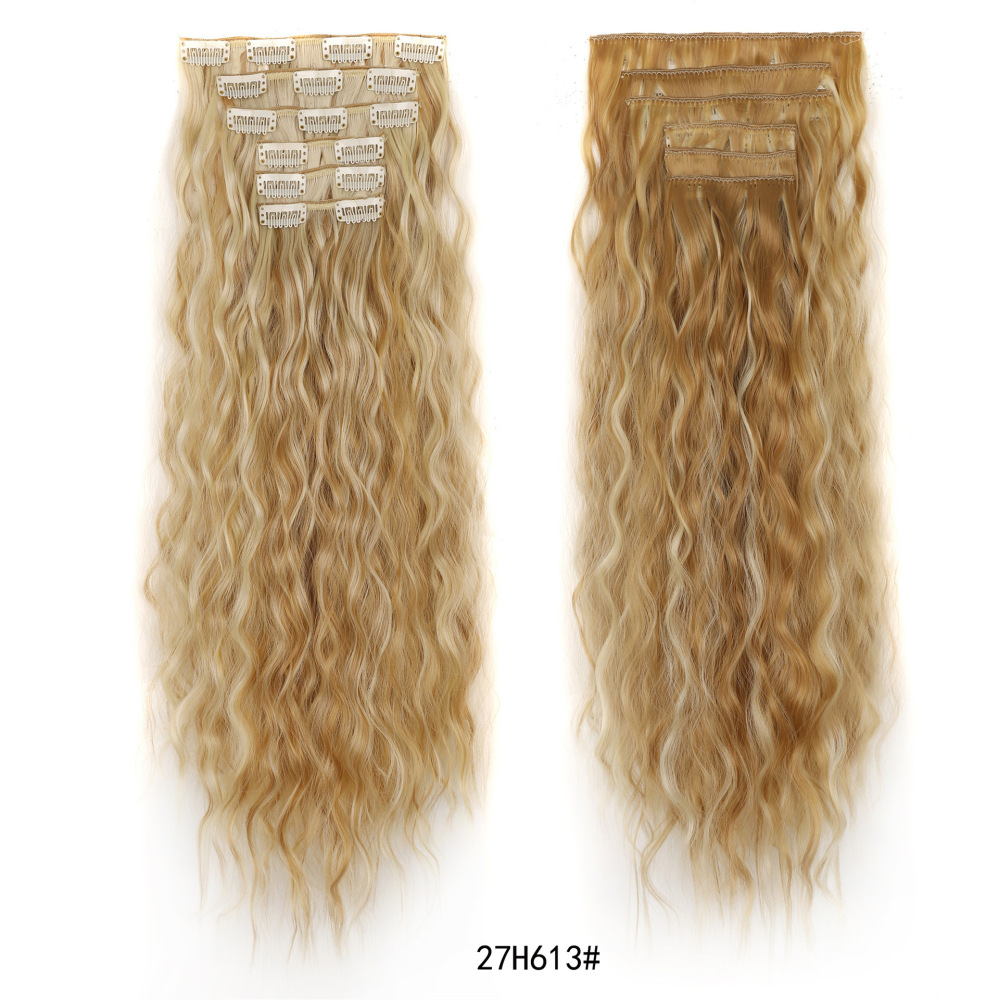6-piece wig set for ladies, 16-clip cornrow hair extensions, synthetic hair clips, long curly hairpieces, wholesale