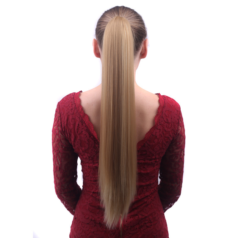 欧美假发女长直发抓夹假马尾自然逼真爪夹式化纤假发马尾厂家批发