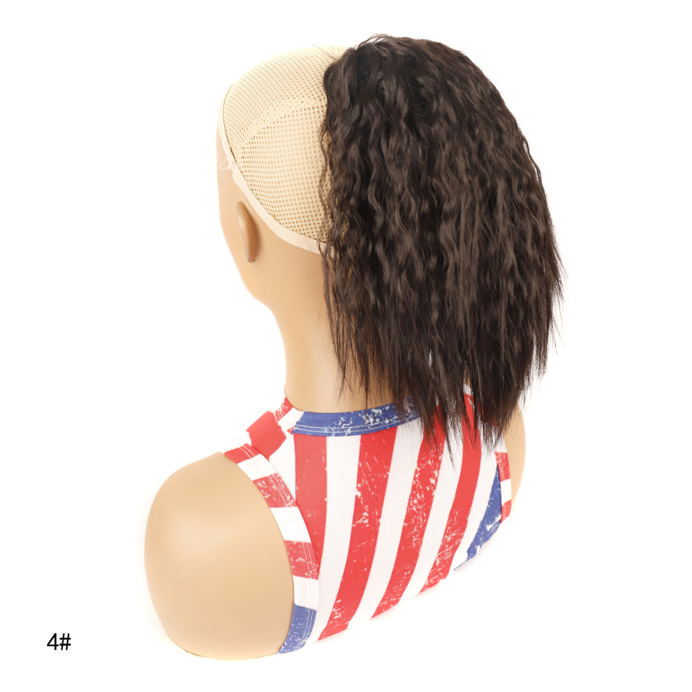 Western Style Short Synthetic Cornrow Curl Drawstring Ponytail