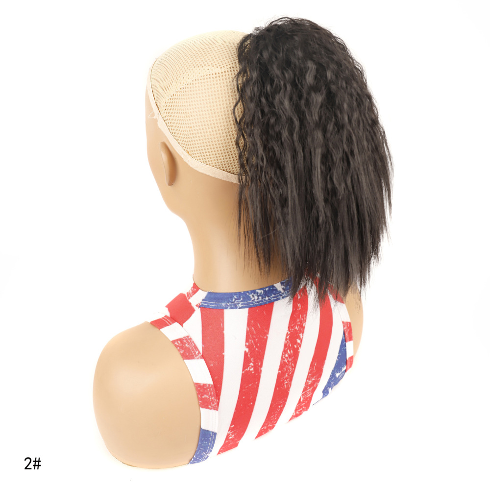 Western Style Short Synthetic Cornrow Curl Drawstring Ponytail