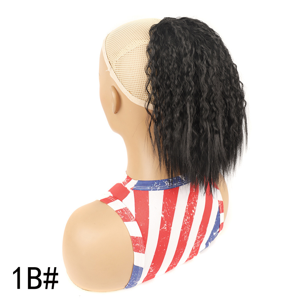 Western Style Short Synthetic Cornrow Curl Drawstring Ponytail