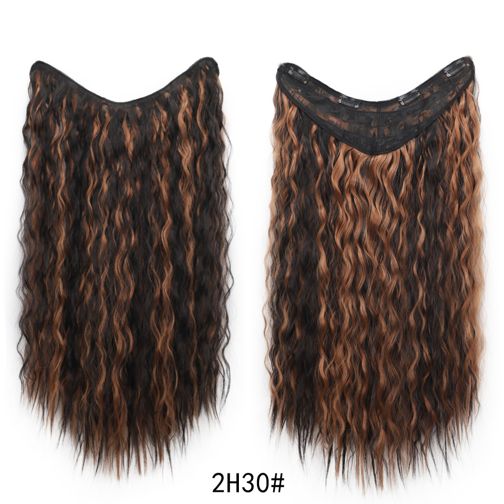Ladies V-shaped curl hair extensions, half-head wig, U-shaped wool curl, single-piece synthetic hair weft