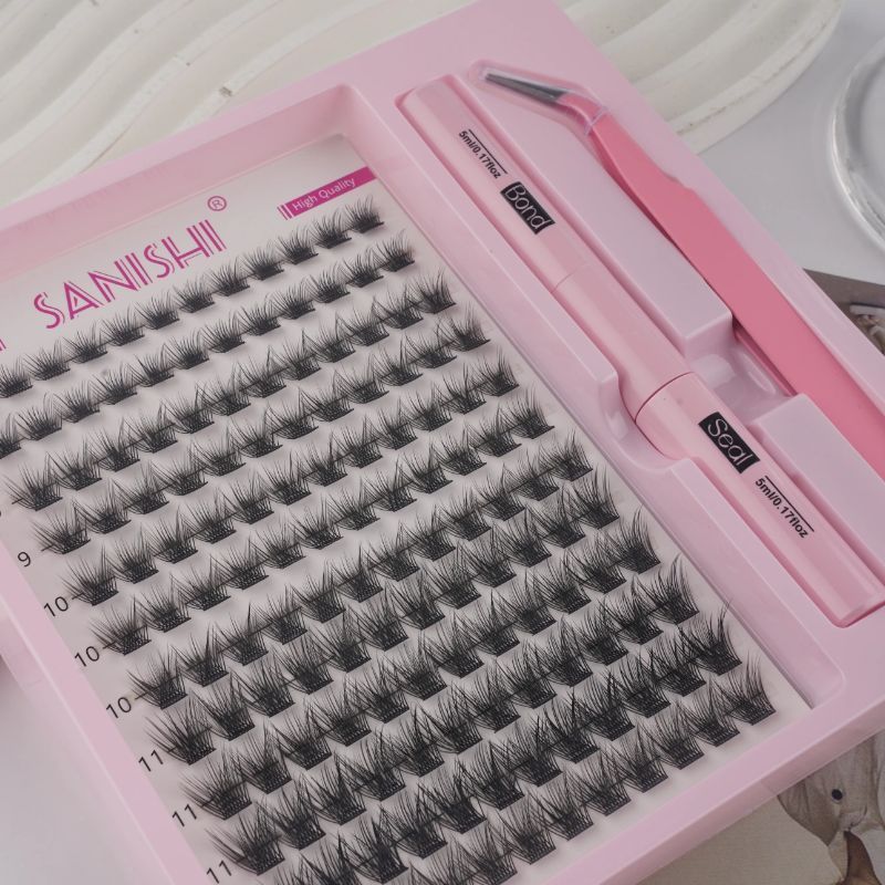 欧美跨境DIY lashes平度市自然卷翘嫁接浓密假睫毛延长分段朵毛
