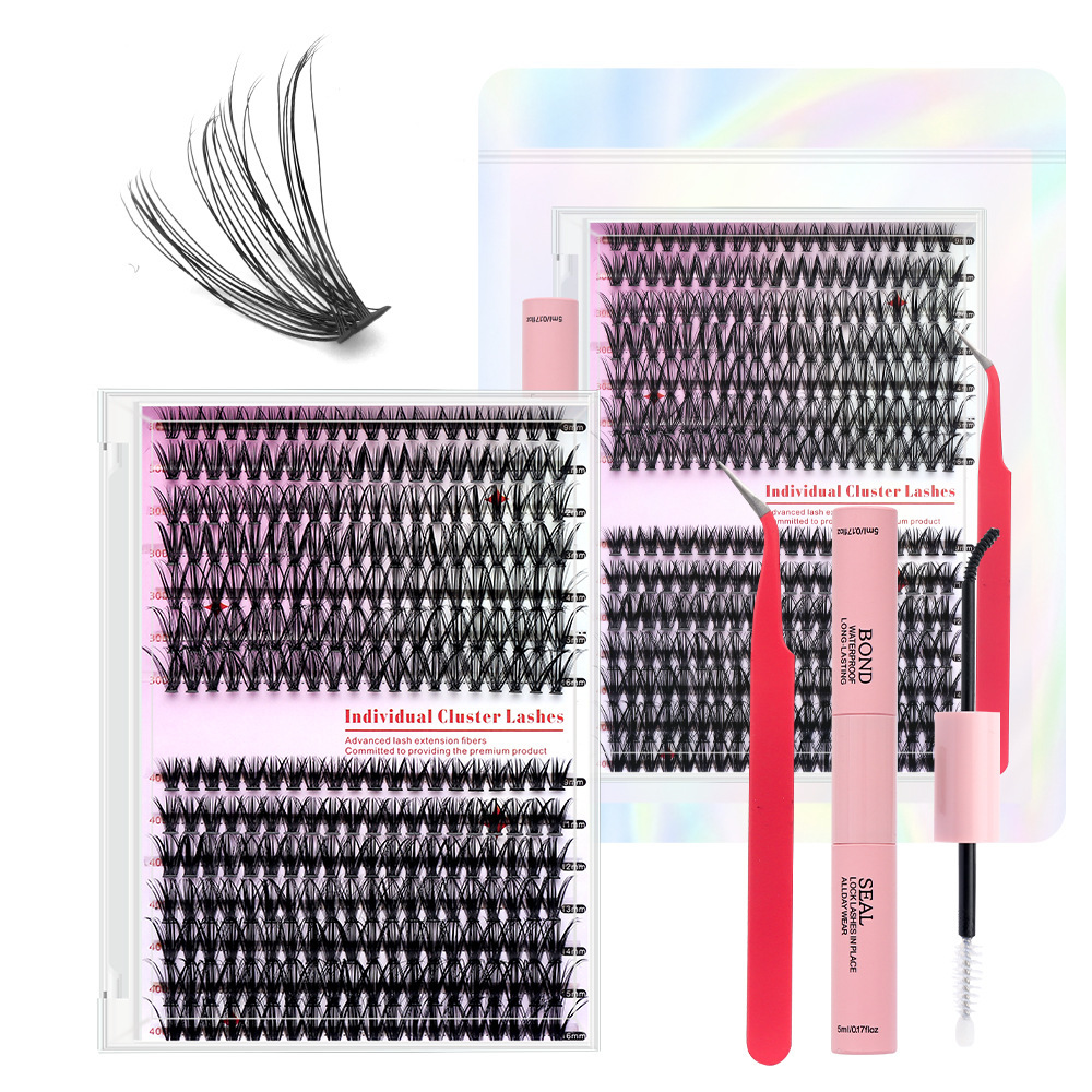 跨境热熔睫毛假睫毛14排D曲30D/40D假睫毛套装diy cluster lashes