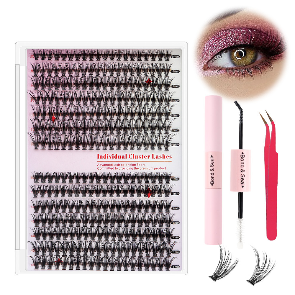 跨境热熔睫毛假睫毛14排D曲30D/40D假睫毛套装diy cluster lashes