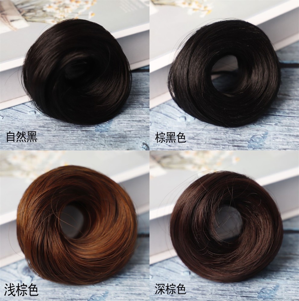 假发女士直发圈蓬松可爱自然半丸子头 化纤丸子头假发圈批发