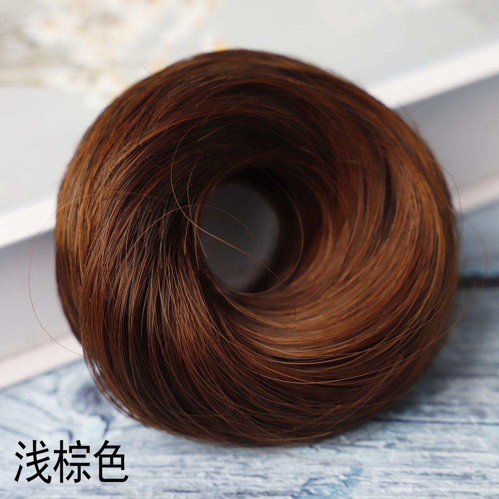 假发女士直发圈蓬松可爱自然半丸子头 化纤丸子头假发圈批发