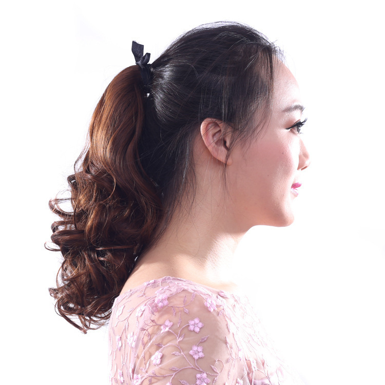韩版时尚假发马尾女短款绑带式卷发马尾蓬松梨花卷小卷短发假马尾