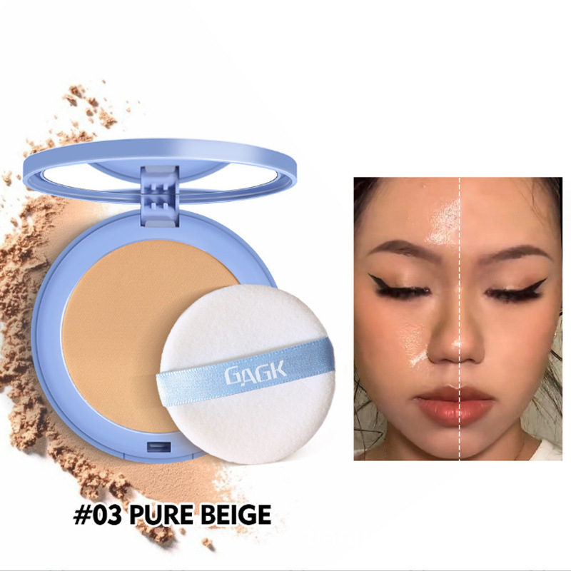 跨境GAGK雾面干湿两用粉饼定妆自然持久防水防汗pressed powder