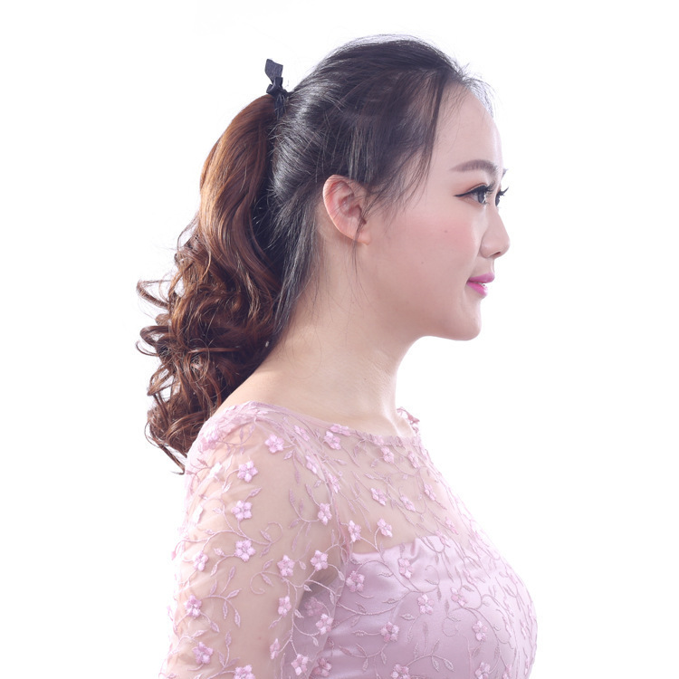 韩版时尚假发马尾女短款绑带式卷发马尾蓬松梨花卷小卷短发假马尾