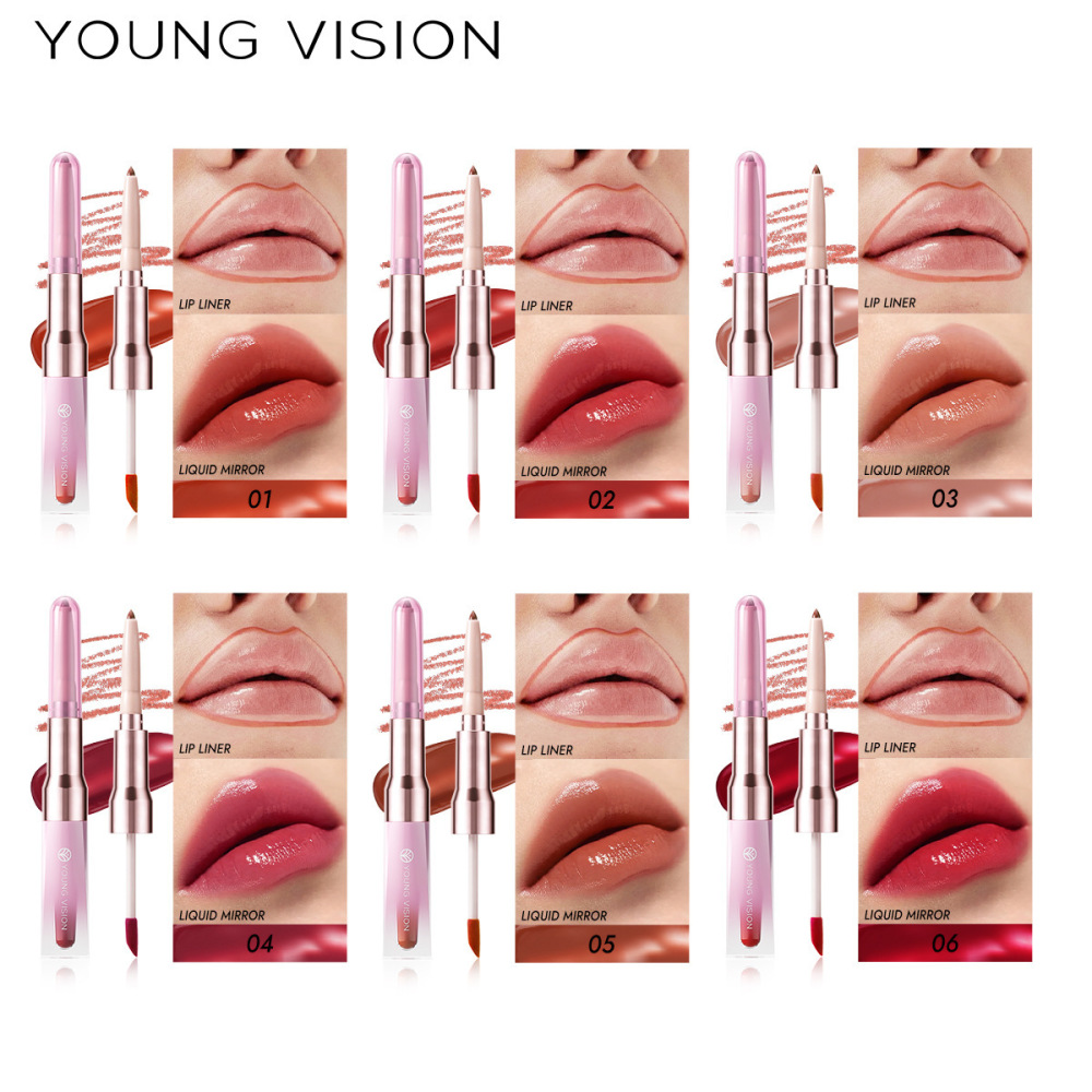 YOUNGVISION双头唇线笔 镜面唇釉唇彩二合一多用勾勒唇形滋润口红