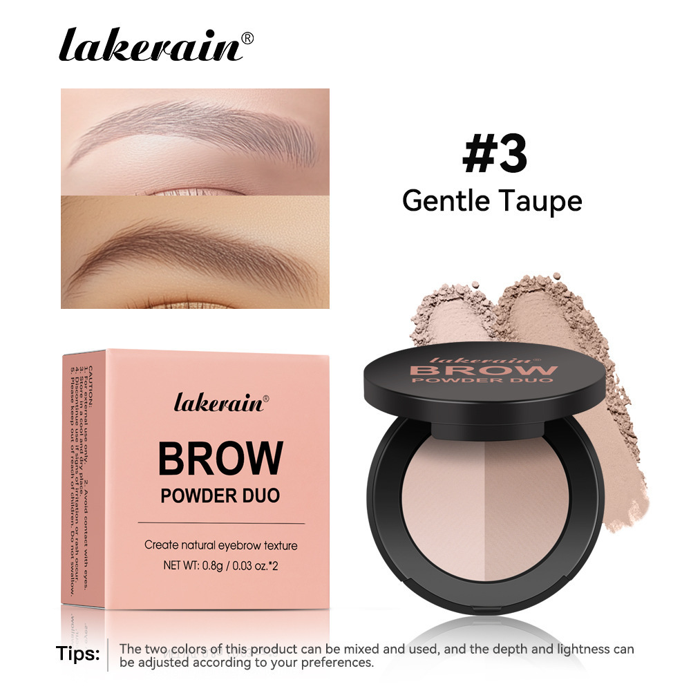 lakerain双色眉粉绒雾自然立体持色不易脱色棕色眉粉修容跨境彩妆