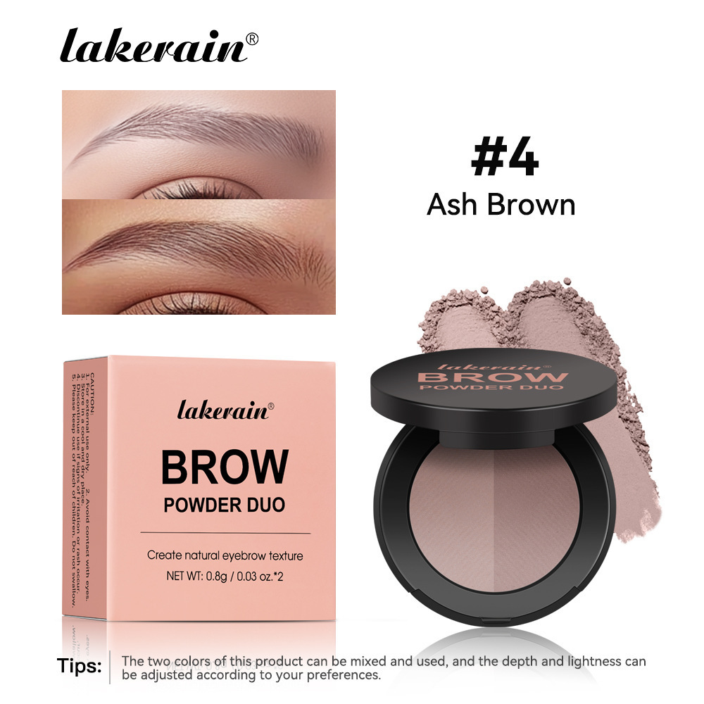 lakerain双色眉粉绒雾自然立体持色不易脱色棕色眉粉修容跨境彩妆
