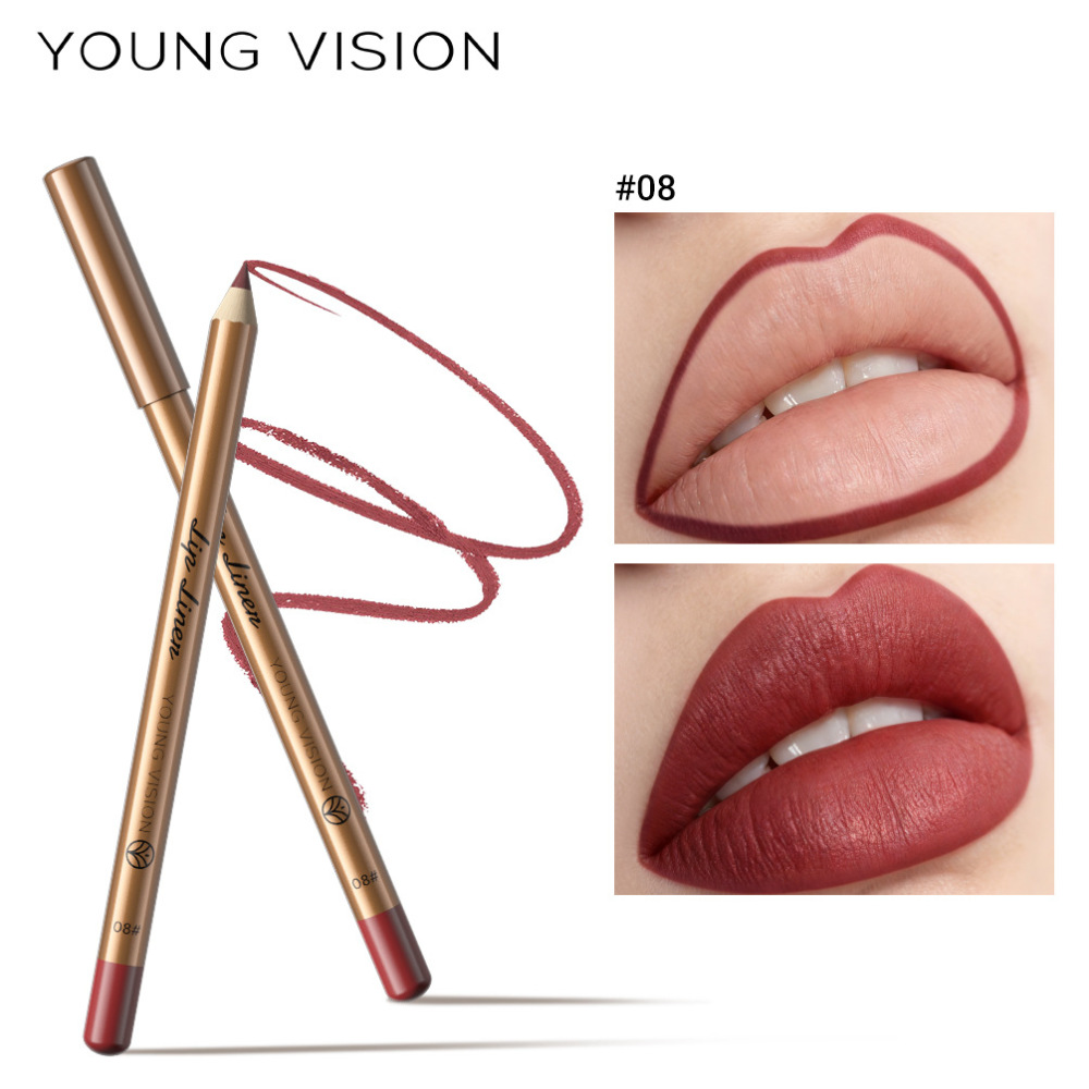 YOUNG VISION 12色哑光唇线笔裸色打底修饰口红笔勾勒唇形易操作