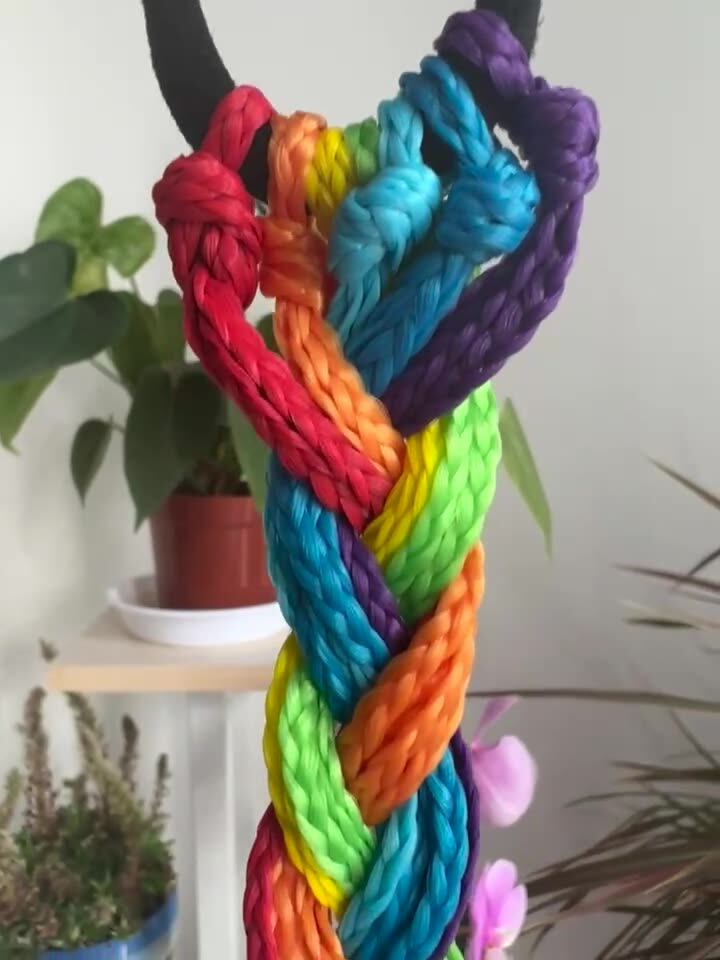 假发辫子女辣妹脏辫马尾七彩发圈三股手工小辫子化纤假发批发