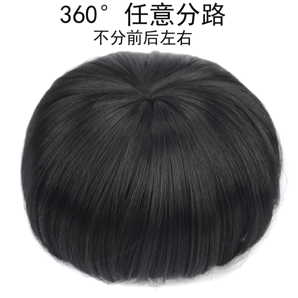 化纤头顶顶心补发块女士头顶遮白头白发补发块透气化纤稀疏补发块