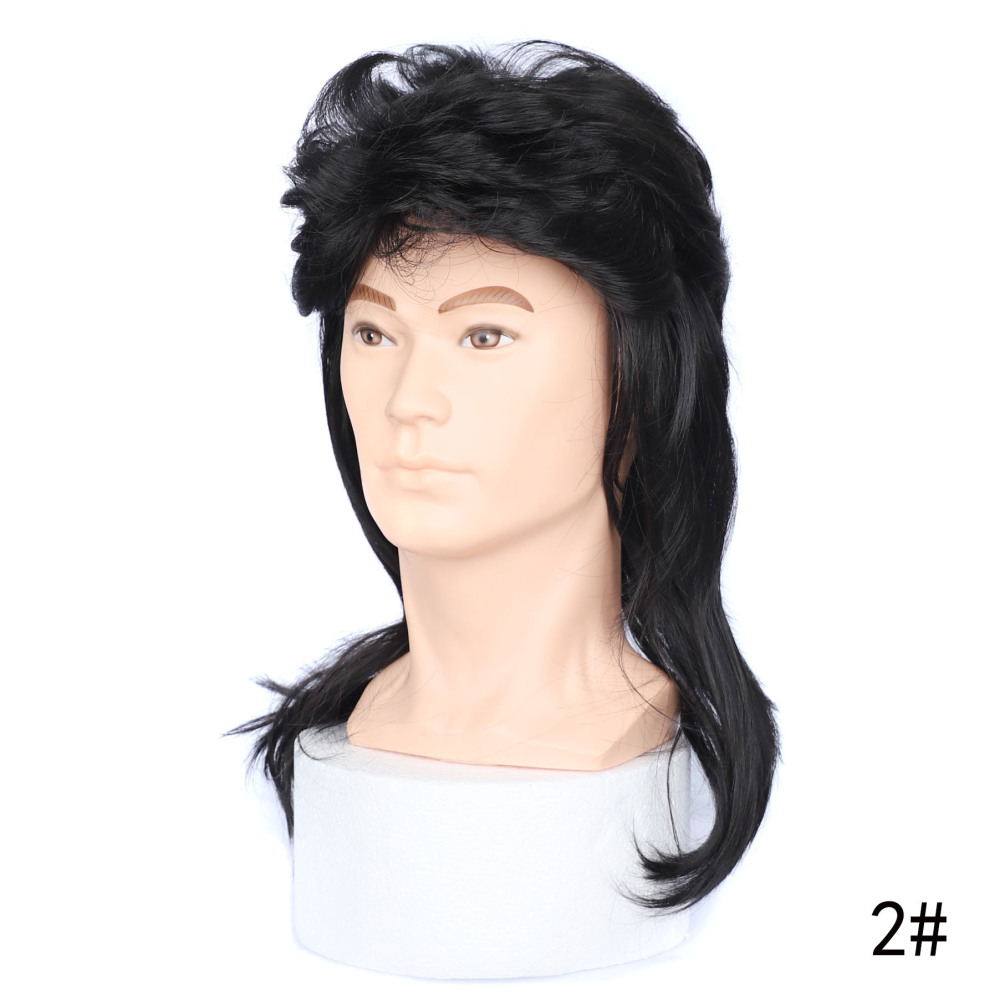 外销男士假发 欧美男士头套 个性时尚男士头套  中长款卷发头套