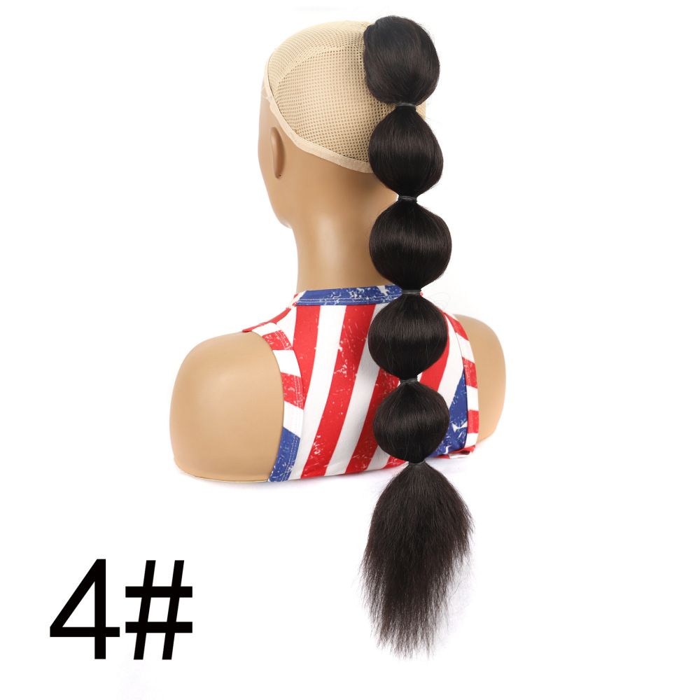 European and American Bubble Ponytail Wigs for Women - Drawstring Long Fashion Ponytail Wigs with Puffy Lantern Ponytails
