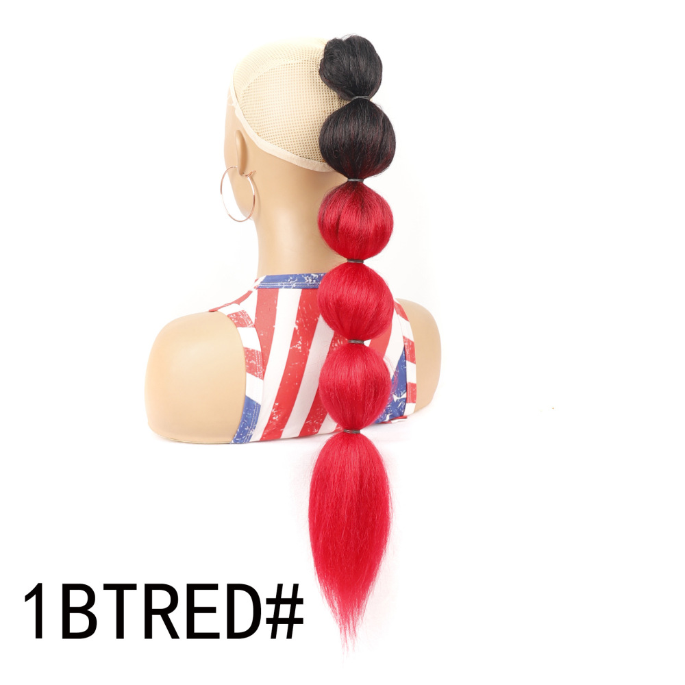 European and American Bubble Ponytail Wigs for Women - Drawstring Long Fashion Ponytail Wigs with Puffy Lantern Ponytails