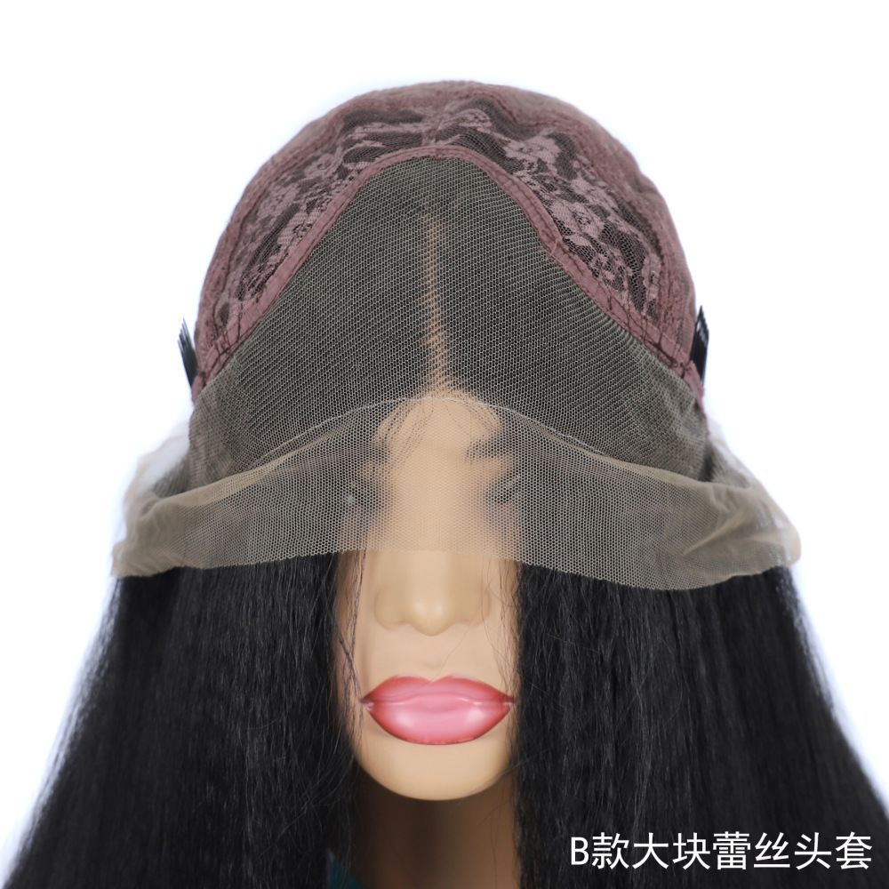 化纤前蕾丝机制假发头套 微微曲蕾丝爆炸头蓬松头套