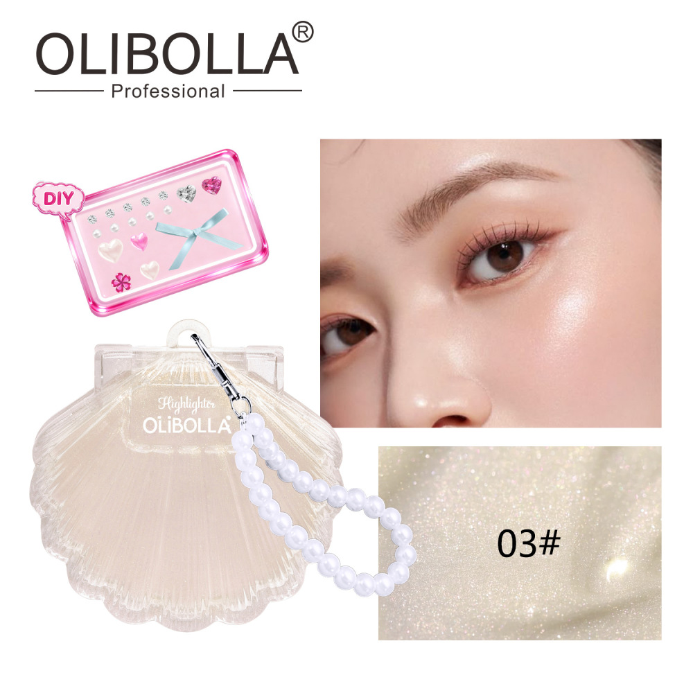 OLIBOLLA跨境专供光感立体高光膏脸部提亮珠光细闪腮红高光粉批发