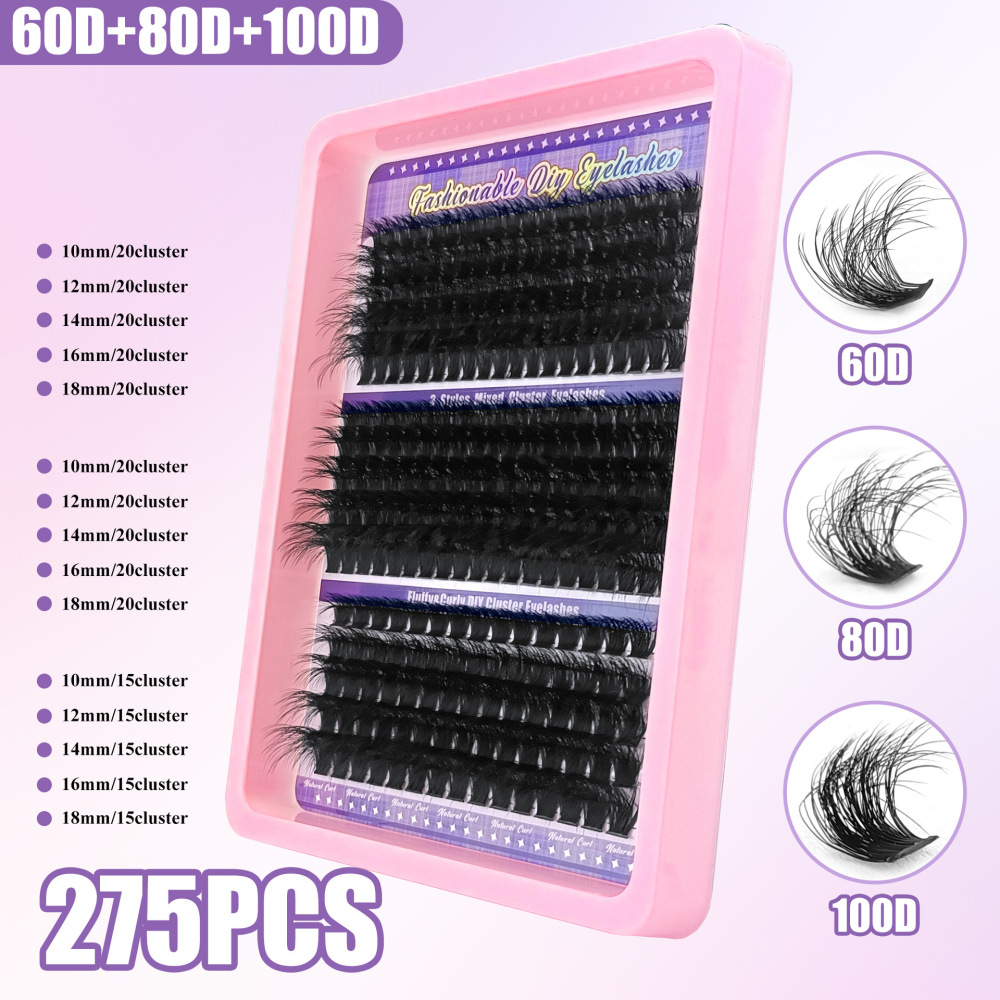 跨境假睫毛 3D立体自然柔软热熔朵毛30D40D50D自粘带工具 睫毛书