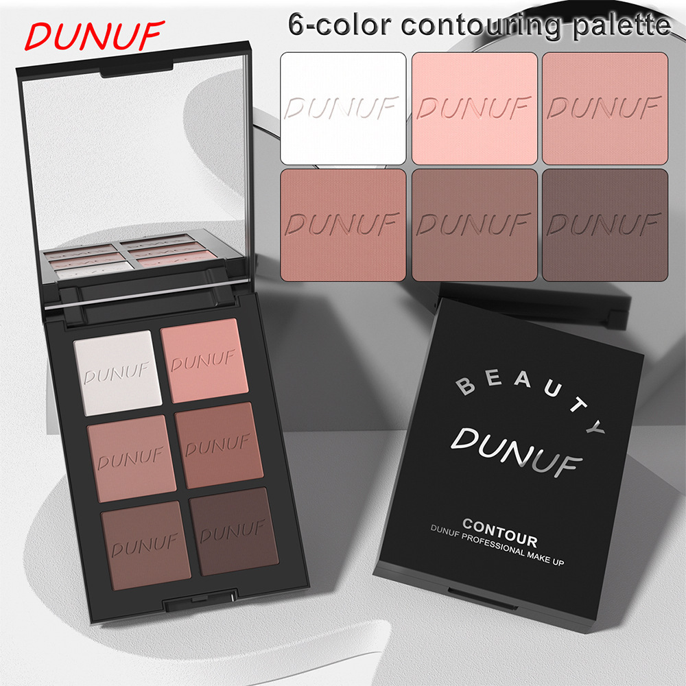 DUNUF6色修容盘立体塑颜持妆服帖高光腮红多功能不易脱妆跨境彩妆