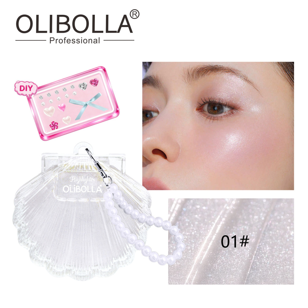 OLIBOLLA跨境专供光感立体高光膏脸部提亮珠光细闪腮红高光粉批发