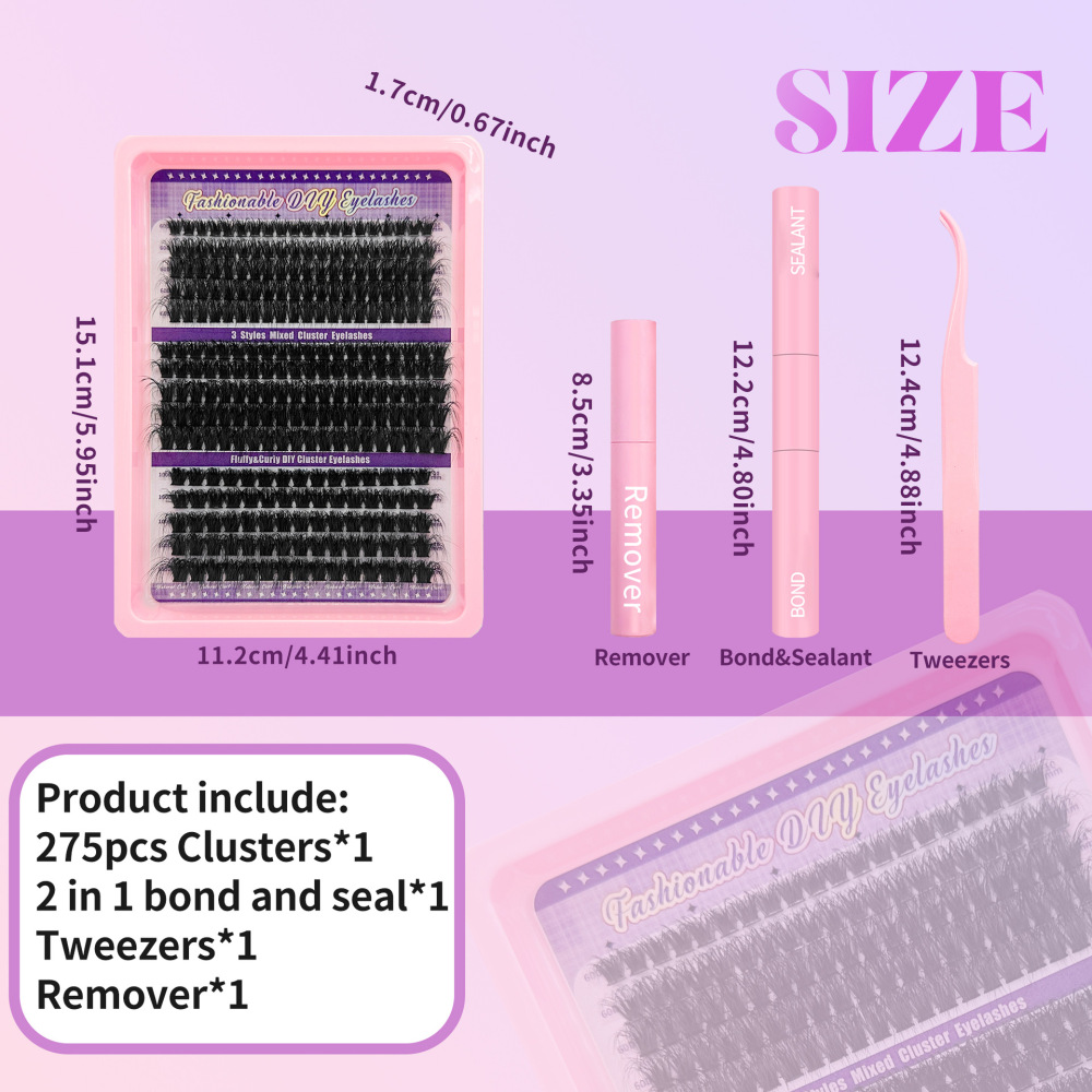 跨境假睫毛 3D立体自然柔软热熔朵毛30D40D50D自粘带工具 睫毛书
