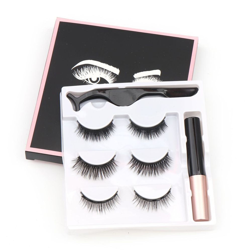 欧 美磁 吸假睫毛磁 性五磁铁3pcs平度眼睫毛magnetic eyelash