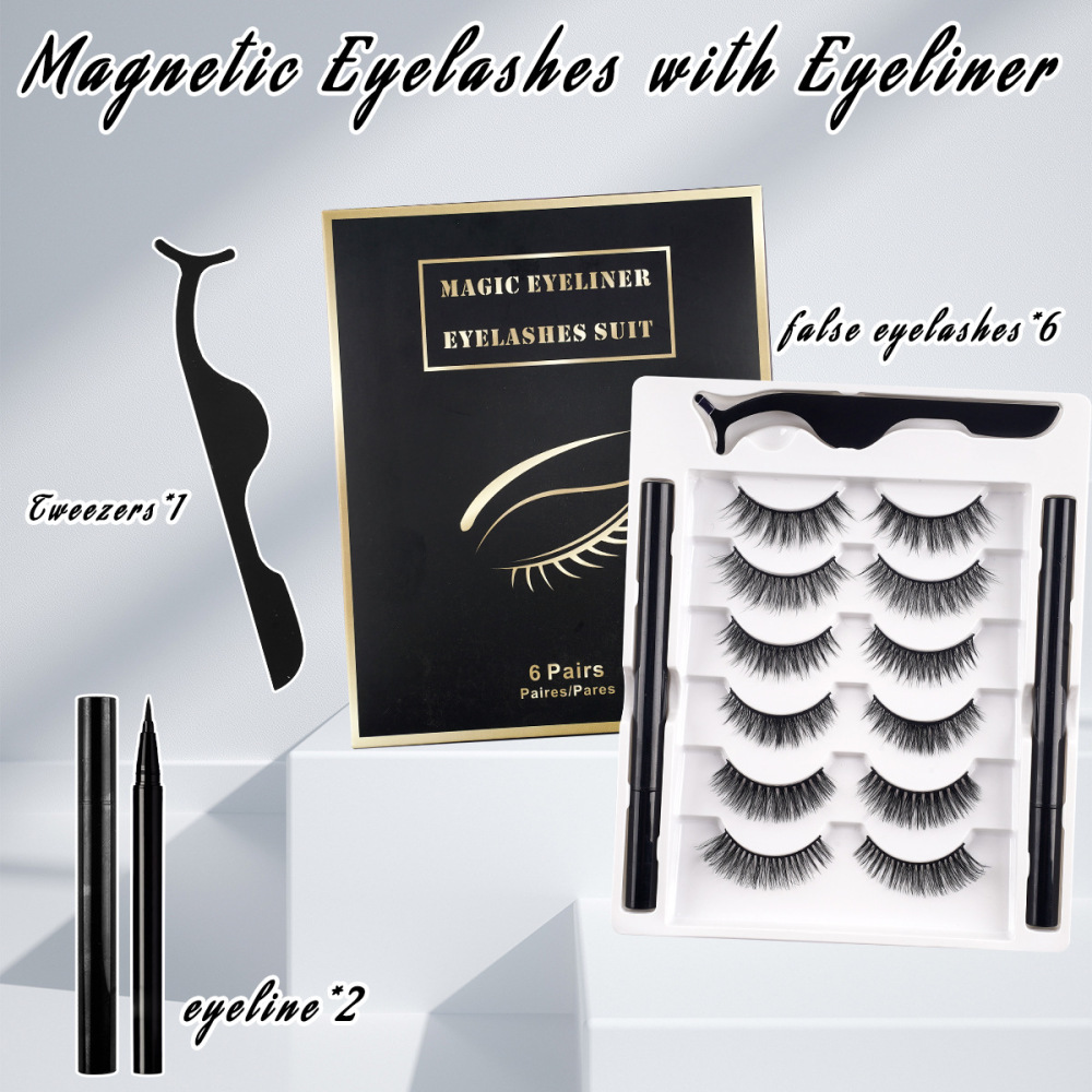 假睫毛批发六对双支自粘睫毛混合套装eyeliner eyelashes suit
