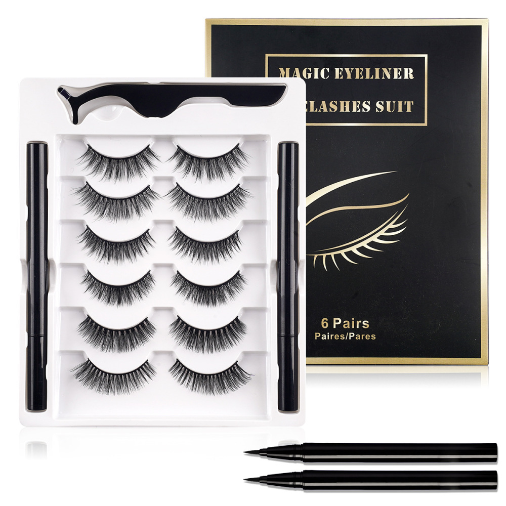 假睫毛批发六对双支自粘睫毛混合套装eyeliner eyelashes suit