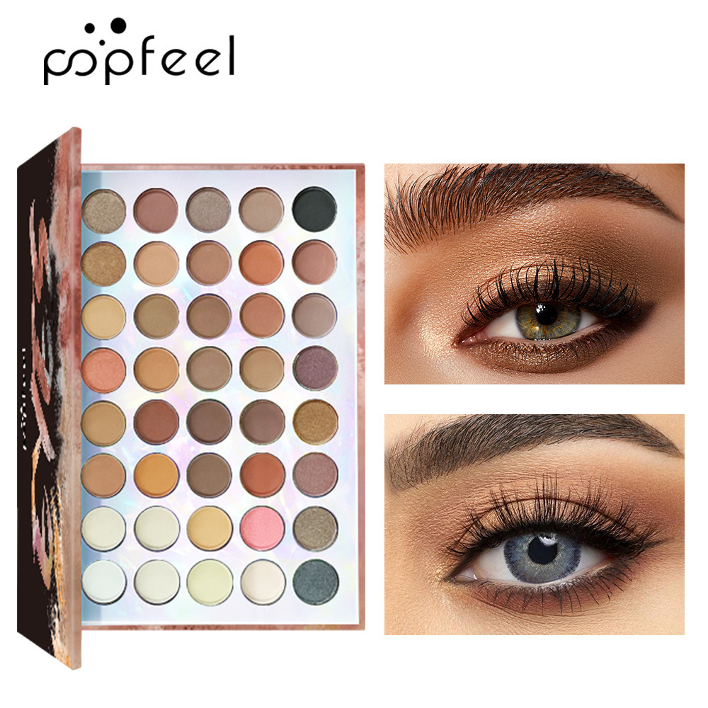 POPFEEL 40色眼影盘哑光珠光大地色眼影持久多色自然彩妆跨境热销