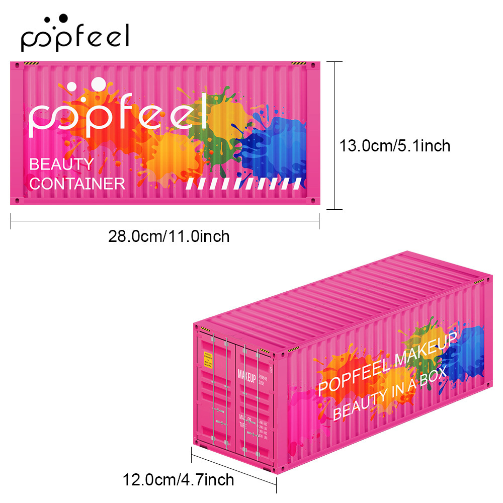 POPFEEL全套女士化妆品集装箱装眼影唇彩口红粉底粉扑等彩妆工具