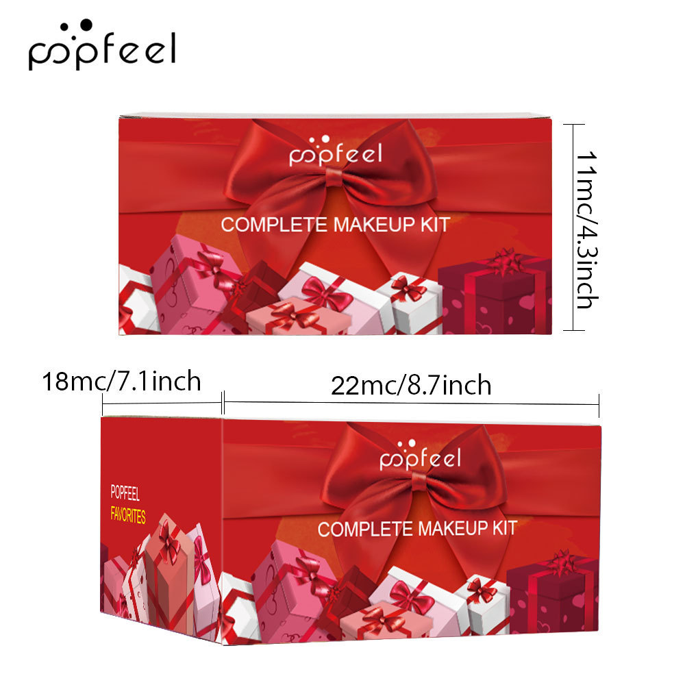 POPFEEL女士多功能化妆套装海绵眼影液体唇膏遮瑕眼线笔眉毛化妆