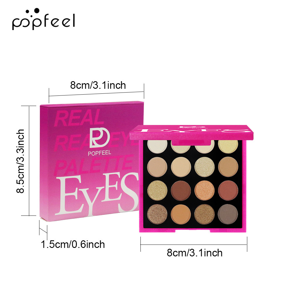 POPFEEL16色芭比粉眼影哑光珠光眼影盒大地色懒人眼影盘平价彩妆