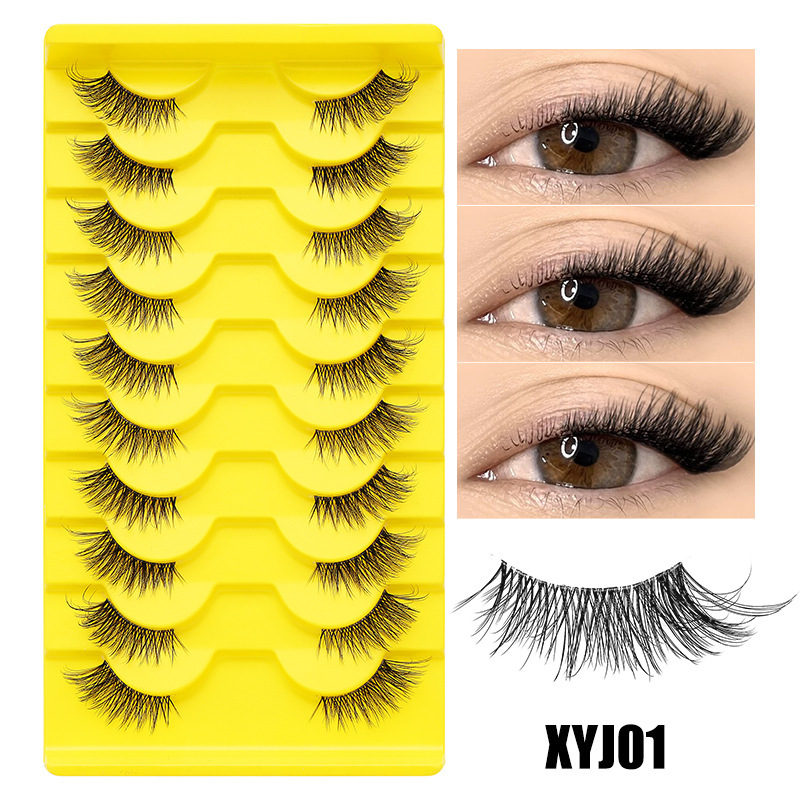 DINGSEN 10 pairs of false eyelashes, half eyelashes, fishline stem, seamless stem eyelashes