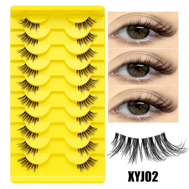 DINGSEN 10 pairs of false eyelashes, half eyelashes, fishline stem, seamless stem eyelashes