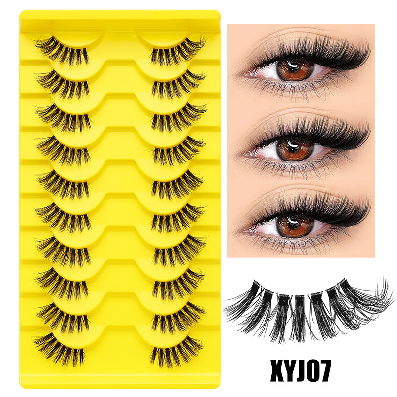 DINGSEN 10 pairs of false eyelashes, half eyelashes, fishline stem, seamless stem eyelashes