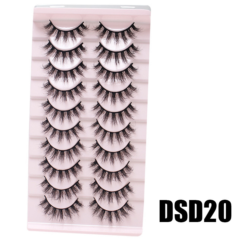 DINGSEN 10 pairs of false eyelashes set, thick, natural, curly and nude makeup style
